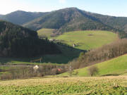 Blick vom Pfeiferberg nach Westen ber den Junghof und Blsihof zum Kybfelsen am 23.12.2008